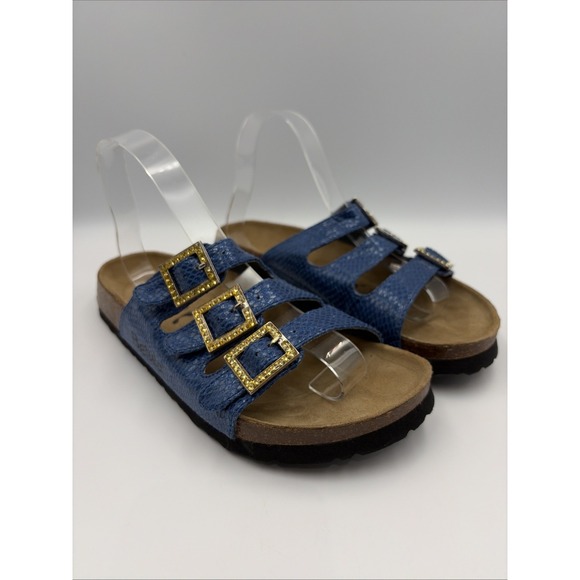 Betula Birkenstock Sandals EU 39 L8 M6 Rhinestone Leather Coastal Beach Germany - Picture 4 of 11